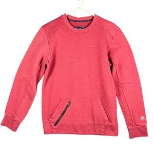 Russell Athletic Men's Red Crew Neck Sweatshirt with Zipper Pocket Size S